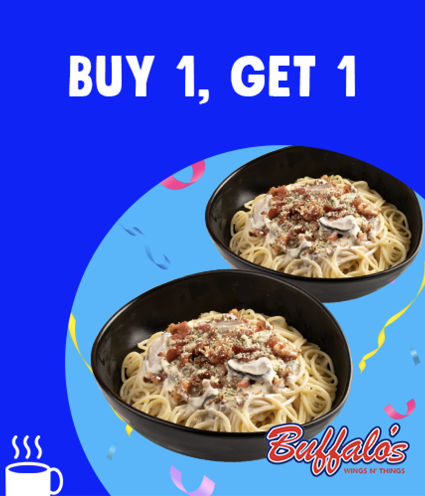 Buffalo's Wings 'N Things: Buy 1, Get 1 on Creamy Mushroom N' Bacon Pasta